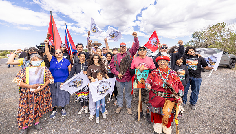 Protestors, led by Havasupai tribal members, protest Pinyon Plain Mine, formerly known as Canyon Mine, a uranium mine near their sacred mountain, Red Butte. RAYMOND CHEE