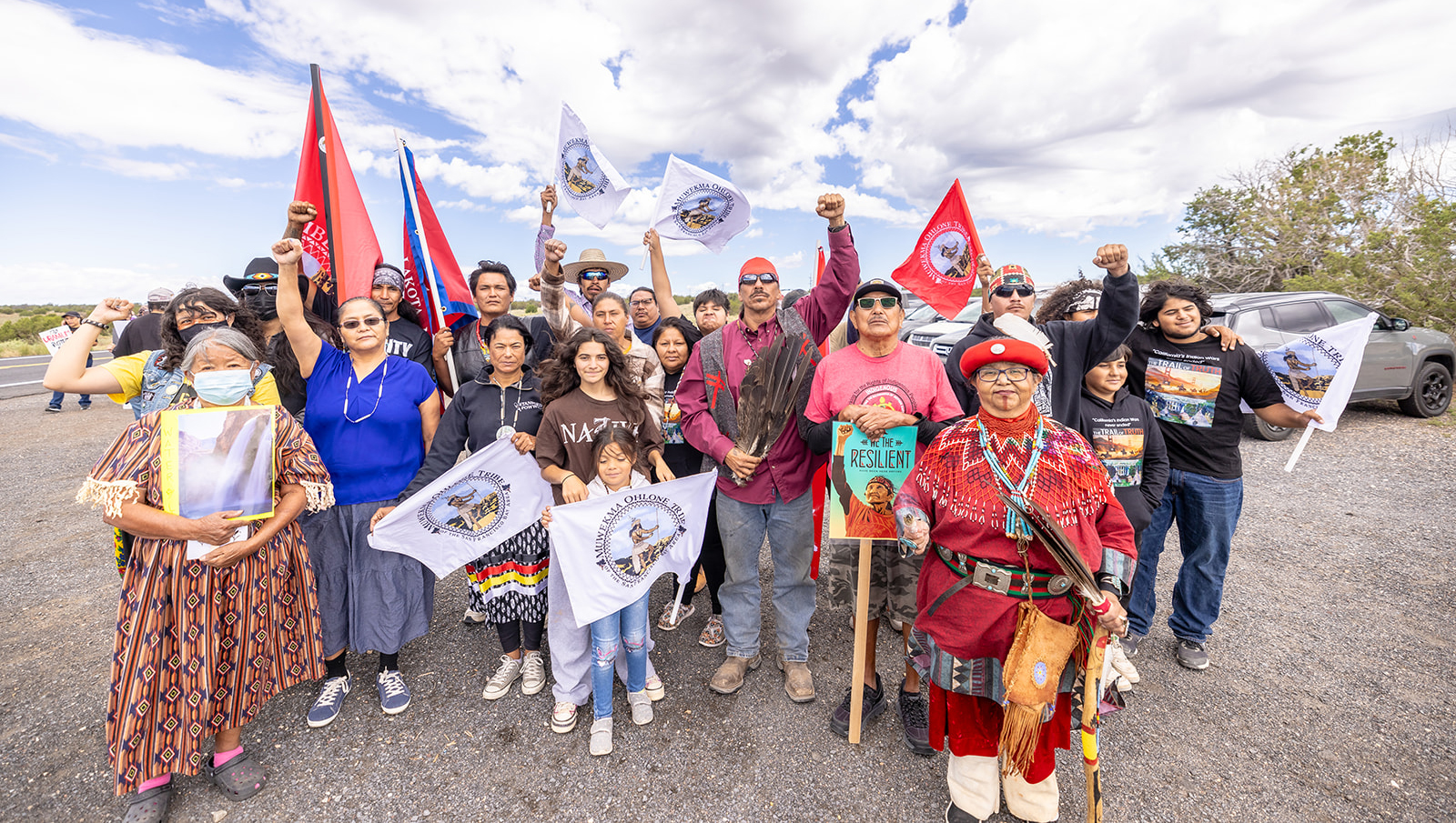 Members of the Havasupai Tribe and supporters protest Pinyon Plain Mine on August 24, 2024. RAYMOND CHEE