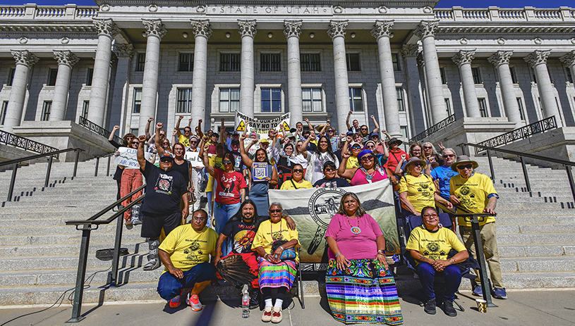 White Mesa Concerned Community members rally at the Capitol in Salt Lake City on October 4, 2024