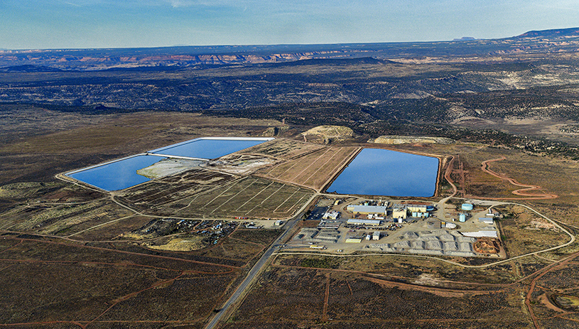 The White Mesa uranium mill, north of the Ute community of White Mesa.