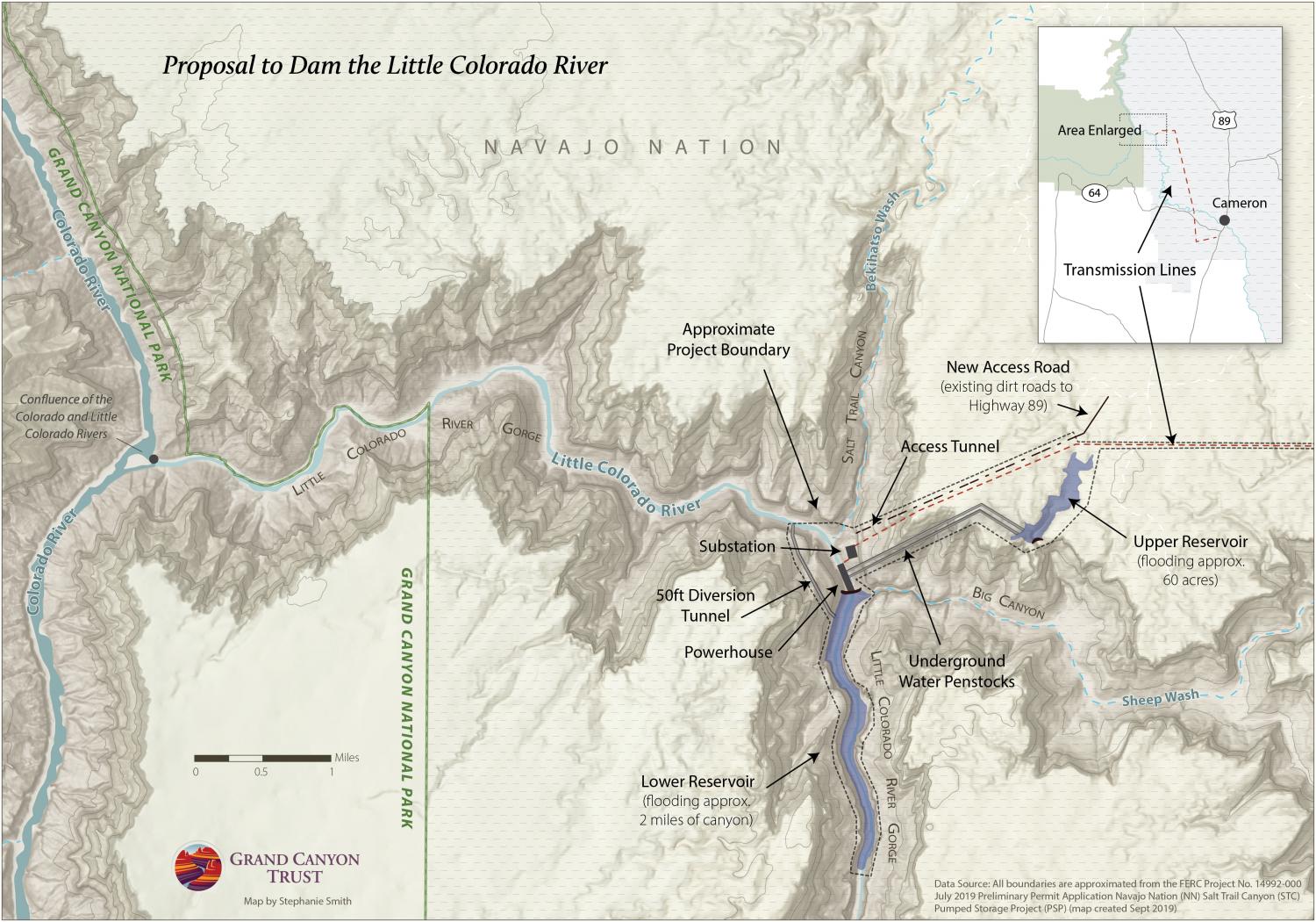 Little Colorado River Map Map of Proposal to Dam the Little Colorado River (Project 1 