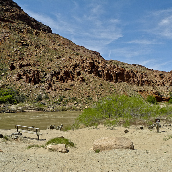 A campsite along the Colorado River at the Big Bend Campground