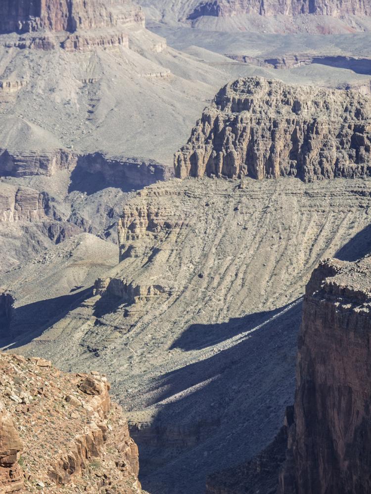 A view of the terraced cliffs in the Grand Canyon