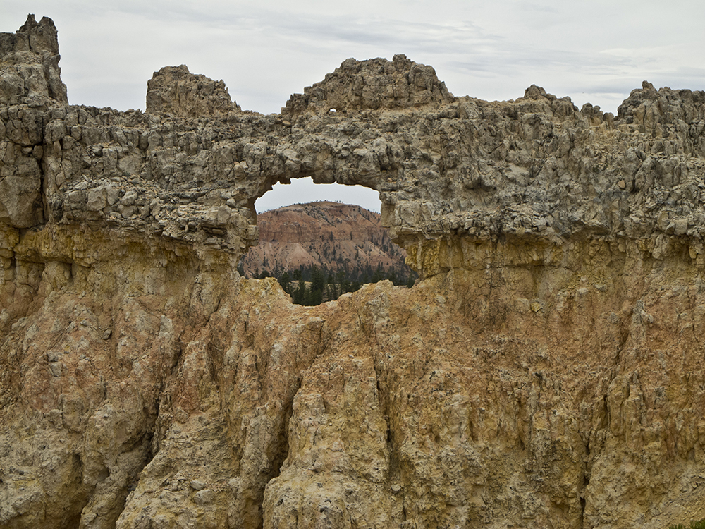 A window eroded out of a limestone fin