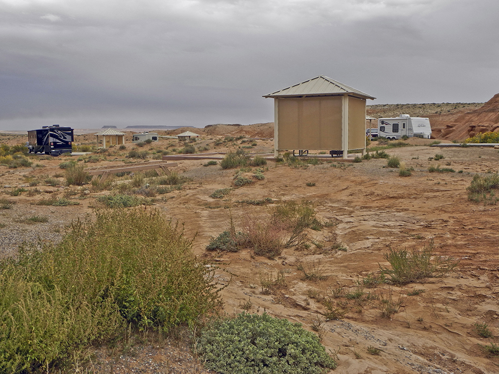 Shade structure at Goblin Valley Campground