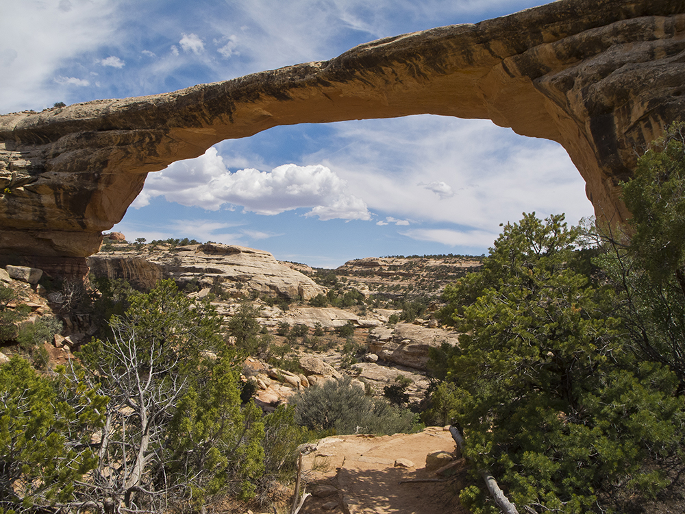 The opening of a sandstone natural bridge