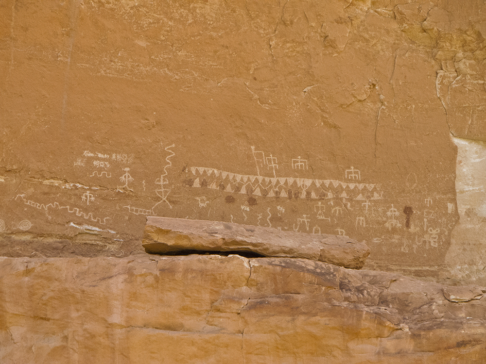 pictographs on an orange sandstone wall