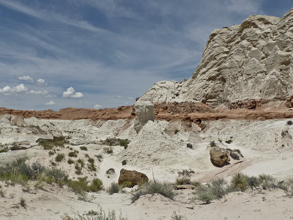 White and red layers of rock