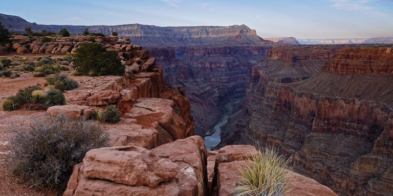 Red rock overlook at the Grand Canyon looking down on the Colorado River