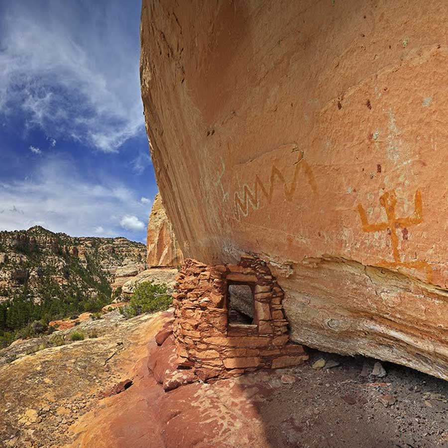 A rock structure build into a cliffside in Bears Ears National Monument