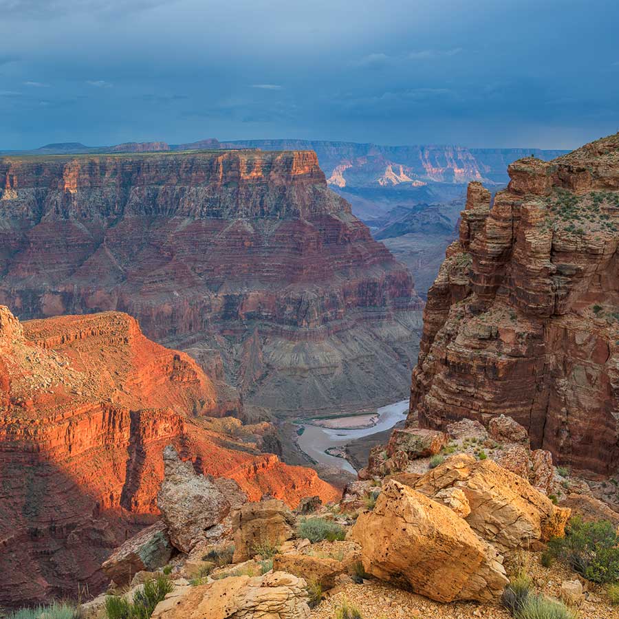 The rim of the Grand Canyon overlooking the confluence of the Colorado and Little Colorado Rivers, near the site of the proposed dams