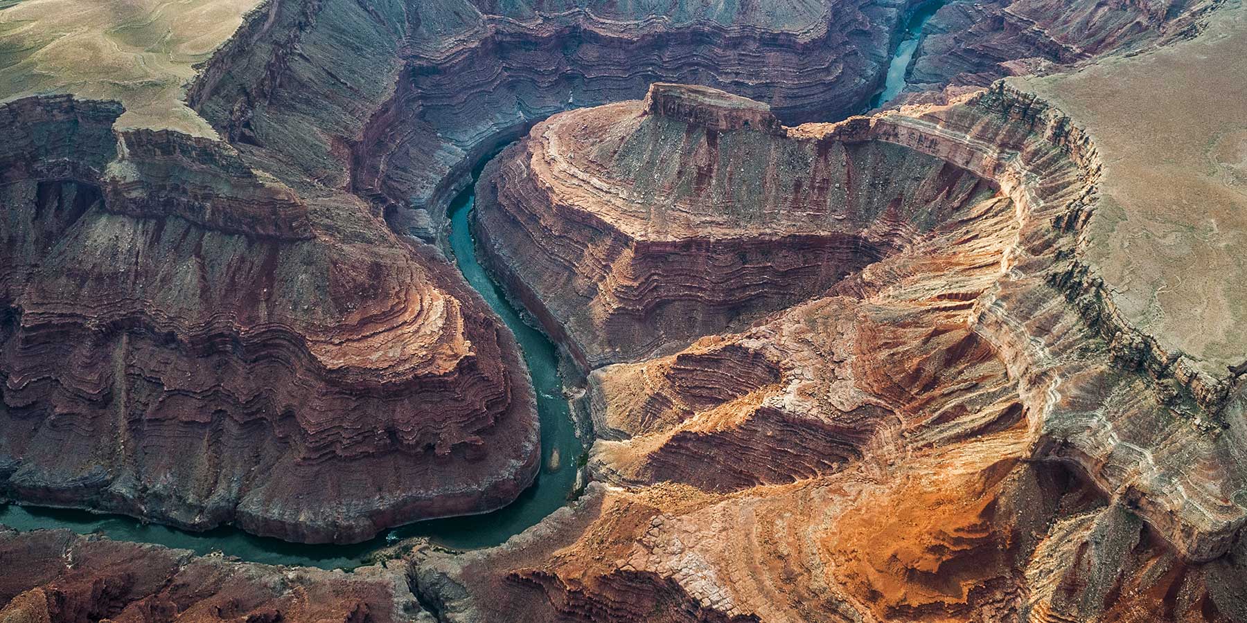 Aerial view of the Colorado River through the Grand Canyon