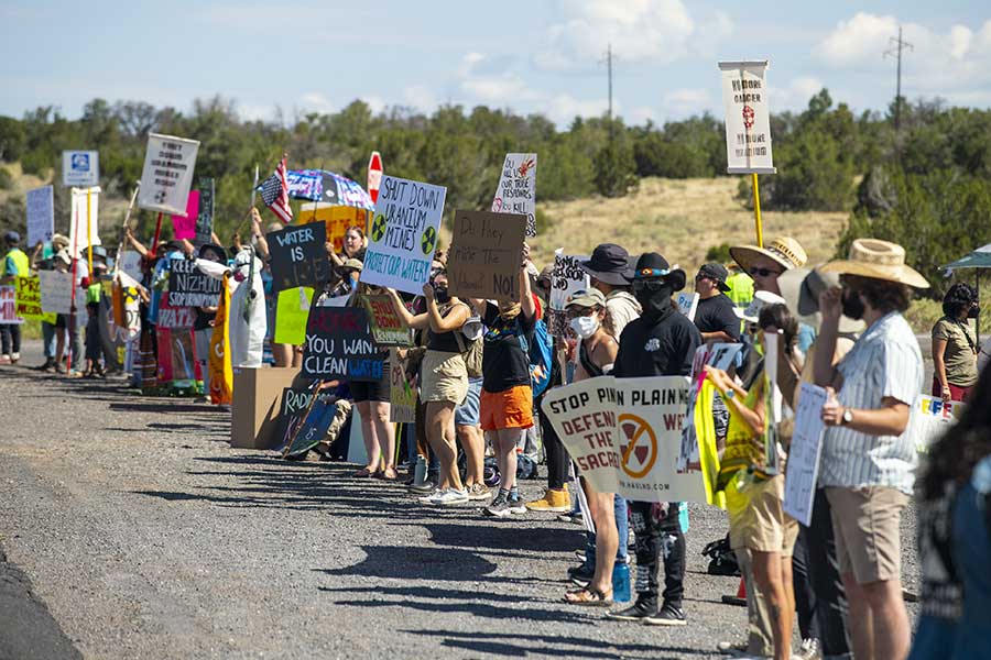 Protesters along the Canyon Mine haul route.